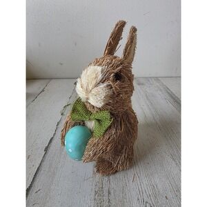 Vintage bottle brush Easter Bunny sisal egg rabbit spring figurine decor